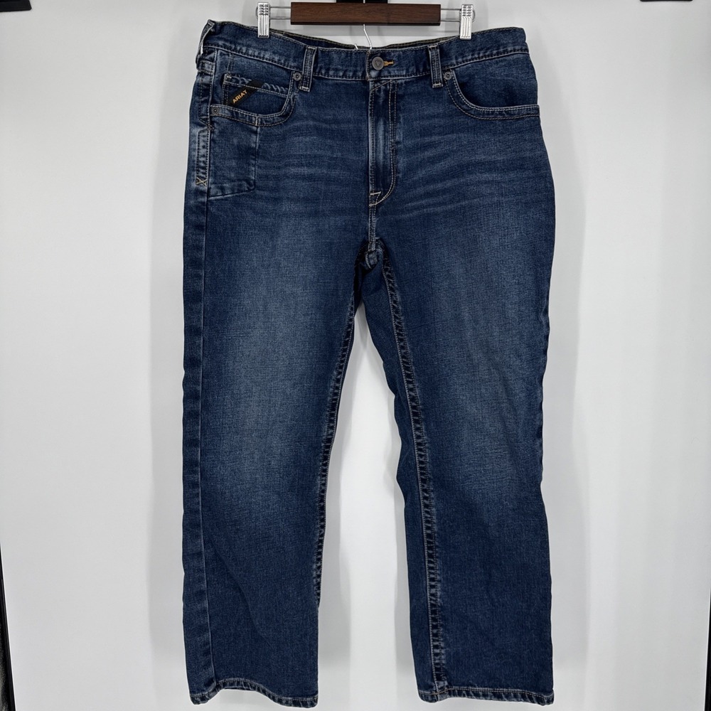 Ariat Rebar M4 Relaxed Boot Cut Jeans Men 40/32 Dark Wash Denim Workwear Western